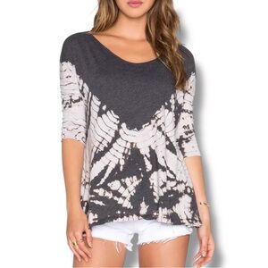 We The Free Gray Cream LA Livin' Coastal Tie-Dye Tunic Top